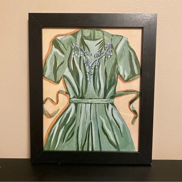 Art | Vintage Sage Dress Original Framed Art Print | Poshmark